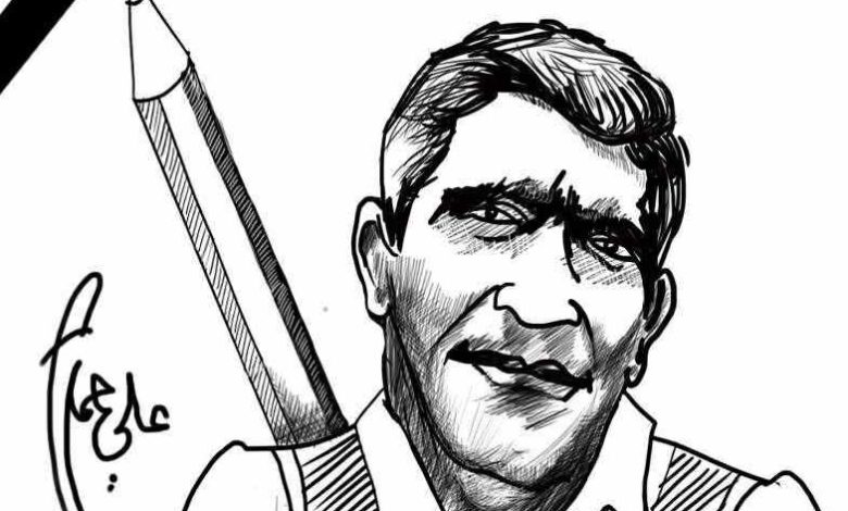 اللوحة للفنان رسام الكاريكاتور السوري علي حمرة