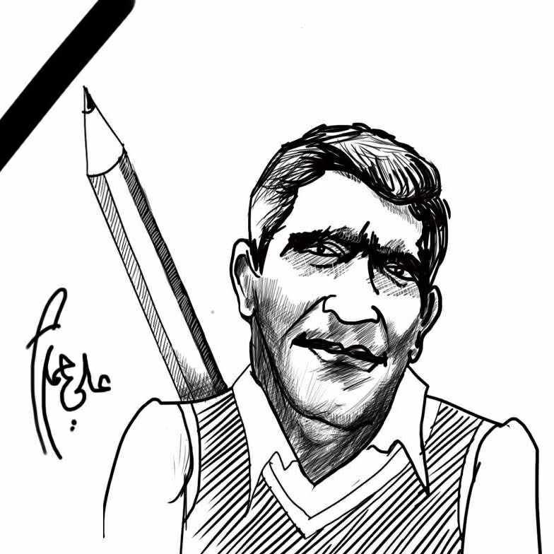 اللوحة للفنان رسام الكاريكاتور السوري علي حمرة