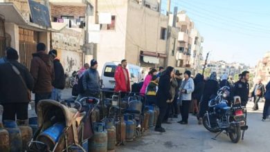أحد طوابير توزيع الغاز في مدينة حمص - جريدة مصدر